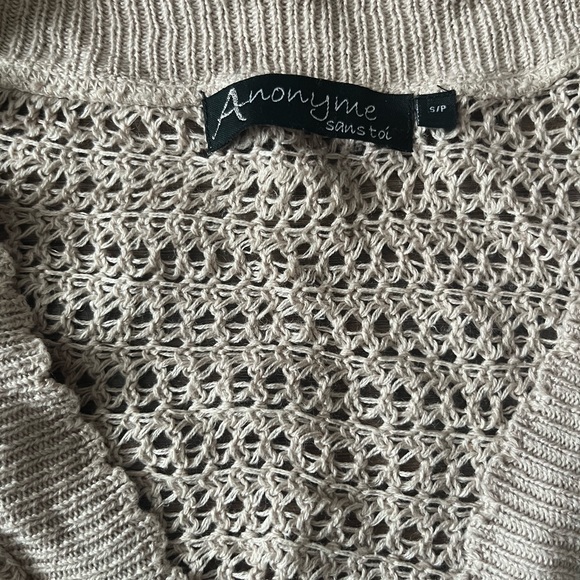 Anonyme sans toi Women's Beige Open-Knit Shrug - Picture 2 of 3